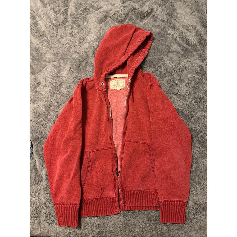 American Eagle Outfitters Red Fleece Zip Up Hoodie